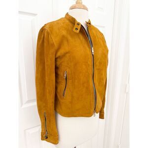 Rag & Bone Womens Tan‎ Lamb Leather Suede Moto Jacket Size 8